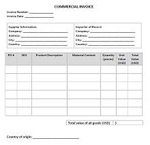 commercial invoice printable template