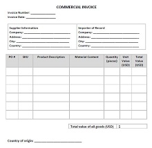 sample of commercial invoice
