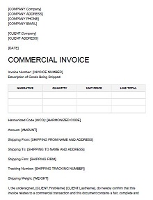 international commercial invoice template