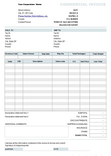 commercial invoice template word