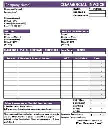 customs commercial invoice template