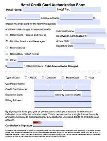 Hotel Credit Card Authorization Form