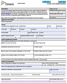 Ontario Credit Card Authorization Form