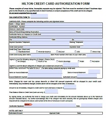 Hilton Credit Card Authorization Form