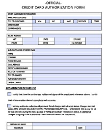 Oficial Credit Card Authorization Form