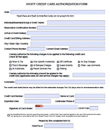 HYATT Credit Card Authorization Form
