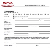 Credit Card Authorization Form for Events