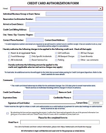 Fillable Credit Card Authorization Form
