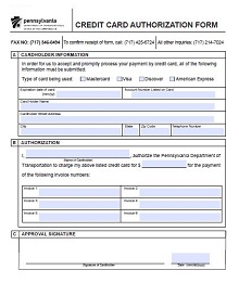 Credit Card Authorization Form Receipt
