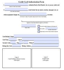 Rock and Roll Rentals Credit Card Authorization Form