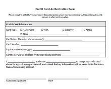 Credit Card Authorization Form For Approval