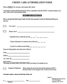 Credit Card Authorization Form HDS