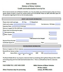 Division of Motor Vehicles Credit Card Authorization Form