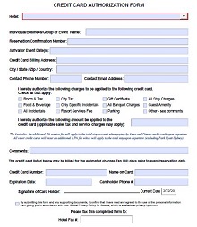 Credit Card Authorization Form Hotel