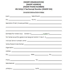 charitable donation form template