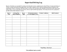 Supervised Driving Log Template