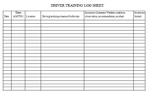 Driver Training Log Sheet