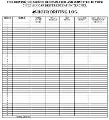 45 Hour Driving Log