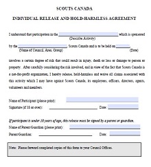 Scouts Canada Individual Release & Hold Harmless Agreement