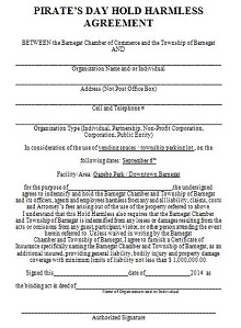 Pirate's Day Hold Harmless Agreement DOC