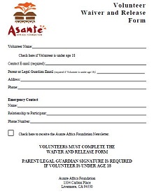 Volunteer Waiver and Release Form