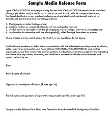Sample Media Release Form