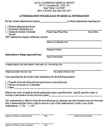 template for medical release form