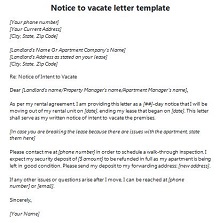 Notice to Vacate Letter