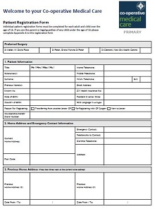 Co-operative Medical Care Patient Registration Form