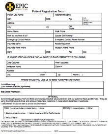 Patient Registration Form EPIC