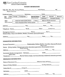 Patient Registration Form East Carolina