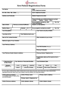 NHS New Patient Registration Form