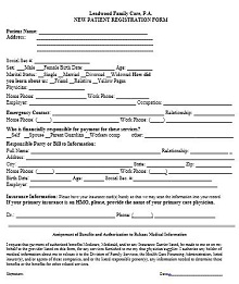 Simple New Patient Registration Form DOC