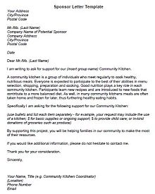 Sponsor Letter For Community Kitchen