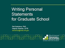 Writing Personal Statements for Graduate School