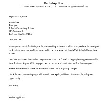 sample thank you letter for job offer