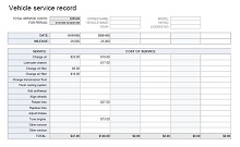 Vehicle service record Sheet