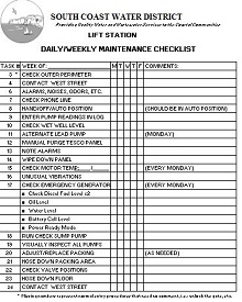 Daily/Weekly Maintenance Checklist