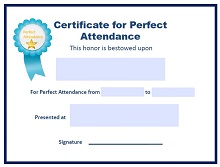 Certificate for Perfect Attendance