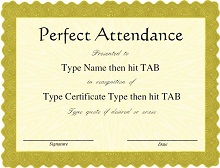Perfect Attendance Award PDF
