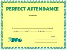 printable perfect attendance certificates