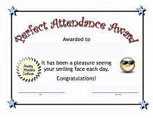 perfect attendance award certificate