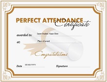 perfect attendance certificate for employees