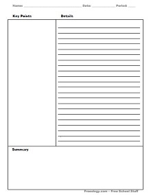 cornell notes template printable