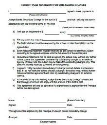 Payment Plan Agreement For Outstanding Charges