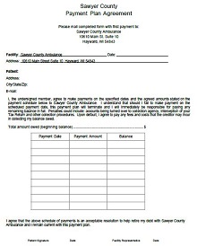 Sawyer County Payment Plan Agreement