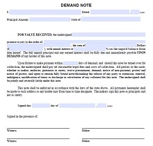 UPON Demand Note