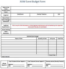 AUW Event Budget Form