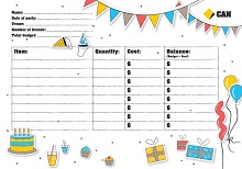Birthday Party Budget List