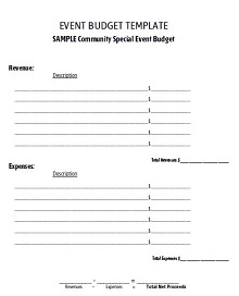 Sample Community Special Event Budget